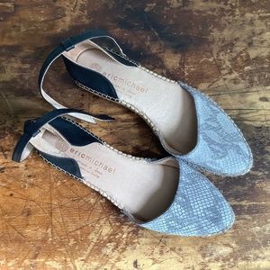 Eric Michael Leather Snakeskin Espadrilles 39 (US size 8 )